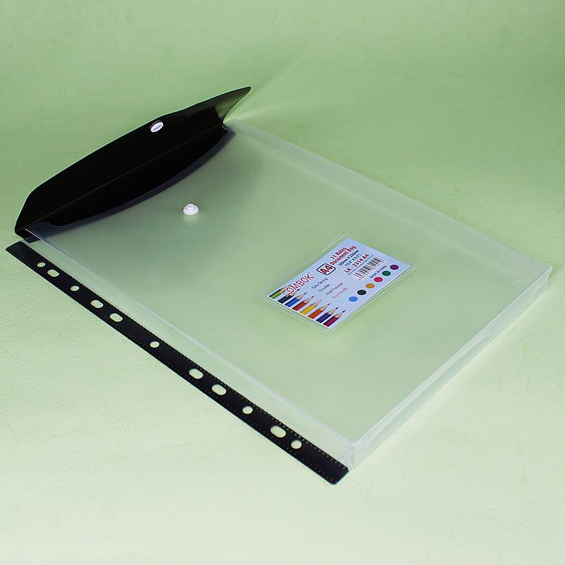 PP Creative A4 Transparent 11-Hole Loose-Leaf File Bag with Button and Label