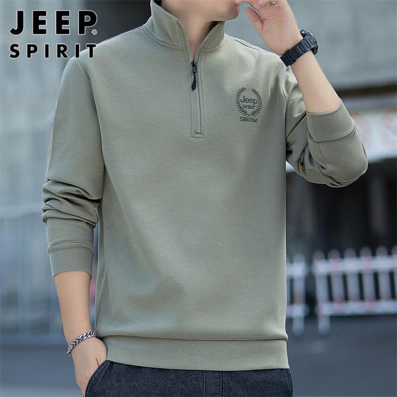 JEEP SPIRIT Men's Casual Stand-Collar Long Sleeve Sweatshirt