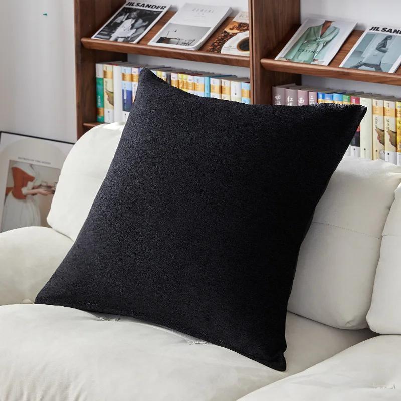 

60x60/80X80CM Мягкий Чехол Для Подушки Из Синели, Большая Квадратная Подушка, Диванная Подушка, Гостиная, Задняя Подушка Для Прикроватных Подушек, Чехол Защитный Однотонный 60x60cm pillowcase чёрный
