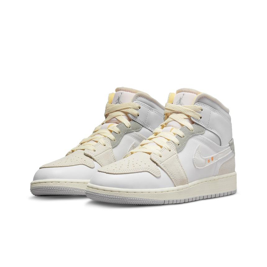 New Jordan 1 Mid SE Craft Inside Out White Grey GS DQ3726-100