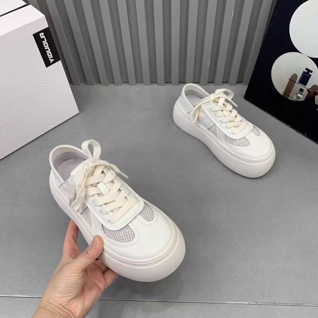 Niche design two wear thick-soled little white shoes women's 2025 summer new versatile breathable trend heightening casual board shoes