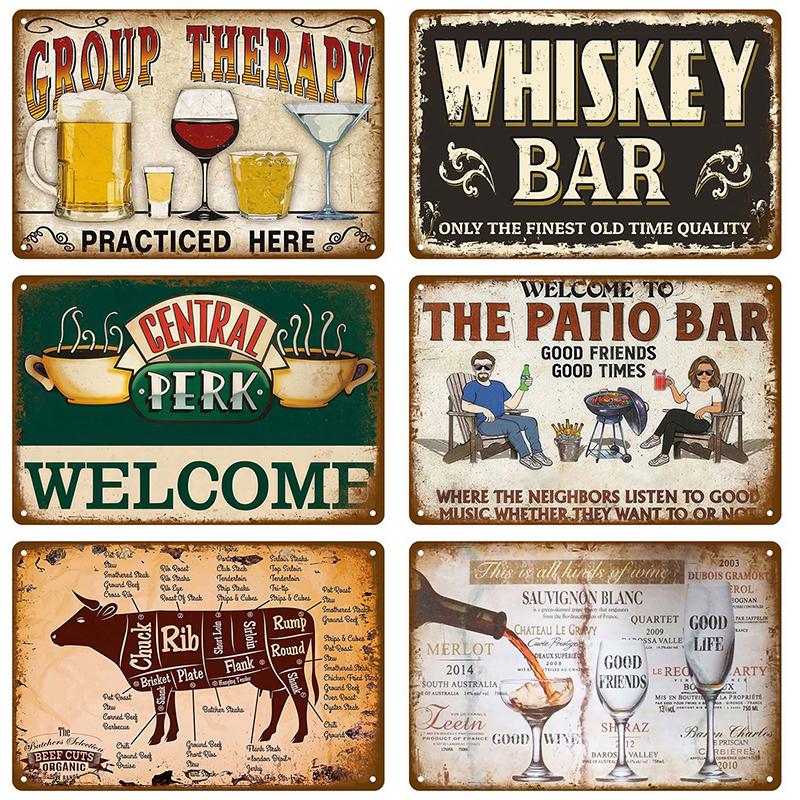 Vintage Metal Signs Plates Posters House Interior Bathroom Wall Art Mural Aesthetic Room Home Decor Decorations Retro Tin Sign