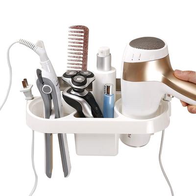 Hair Dryer Rack Comb Holder Bathroom Storage Organizer Self-adhesive Wall Mounted Stand