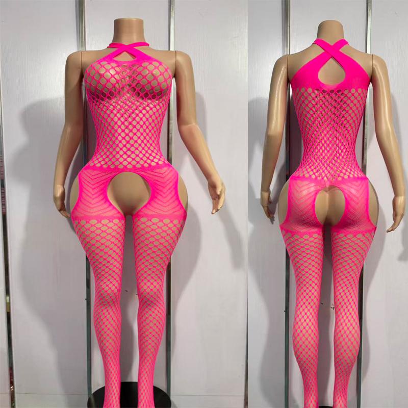 Underwear Crotchless Babydolls Dress Costume Sexy Halter Neck Bodystockings Fishnet Hollow Baby Dolls Lingerie Women