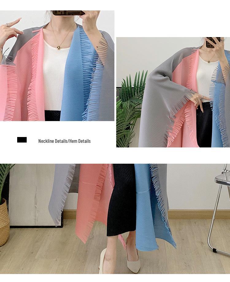 2024 Plus Size Women's Color Block Tassel Cardigan Trench Coat – Dubai & Middle East Style