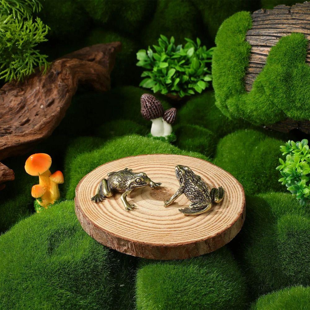 Pure Copper Golden Toad Statue Retro Style Frog Miniature Sculpture Home Decoration