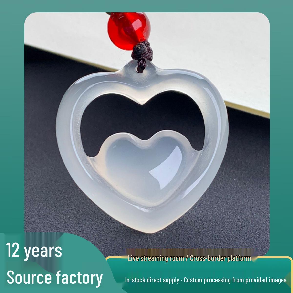 High Red Agate Chalcedony Heart Pendant Fashion Accessory White Agate