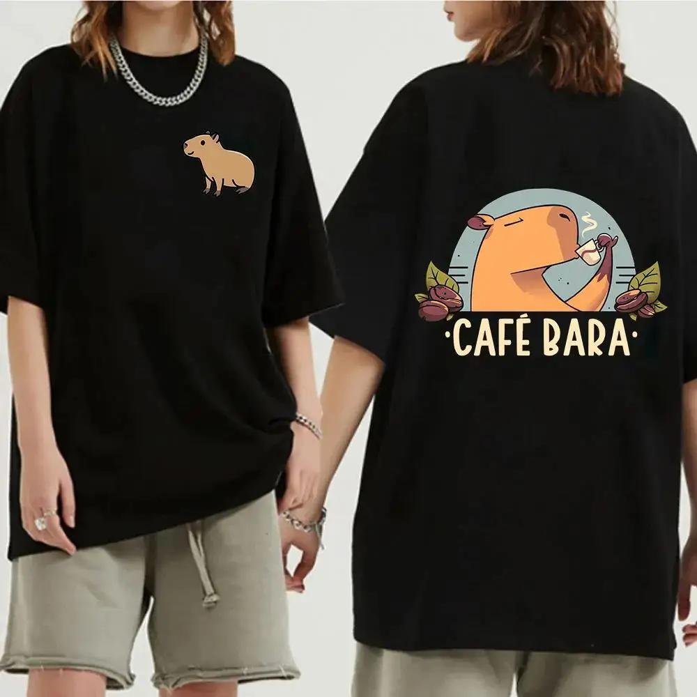Funny Animals Capybara Cartoon Print Fashion Harajuku Harajuku Short Sleeve T-shirt Clothing Street Tops Tees Aesthetic Clothes