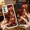 Phone Case: 2D Flat Samsung Galaxy A34 A35 M05 M06 S20 S22 S21 FE Plus 5G Tiered Protective Case, Carved Fireplace, Christmas and Halloween Gift