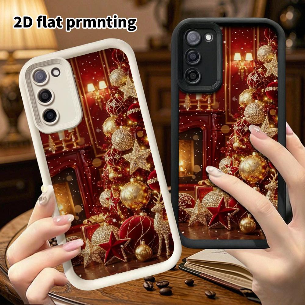 Phone Case: 2D Flat Samsung Galaxy A34 A35 M05 M06 S20 S22 S21 FE Plus 5G Tiered Protective Case, Carved Fireplace, Christmas and Halloween Gift