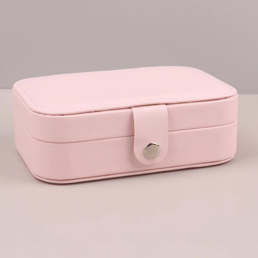 

1 шт. портативный двухслойный ящик для хранения ювелирных изделий-упорядочение сережек, ожерелий и колец-настольный органайзер из искусственной кожи для использования в отеле розовый