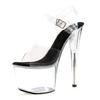 Fashion Women's High Heel Steel Pole Dance Sandals Model Walk Show Fine Heel Nightclub 17cm Heel Summer Slippers