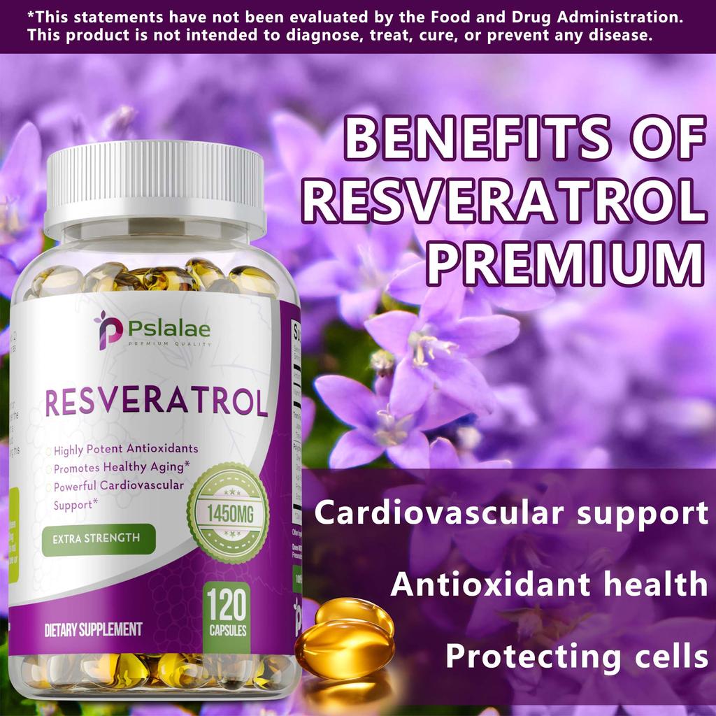 Premium Resveratrol Powerful Strength 1450mg,120 Capsules Antioxidant & Supports Healthy Immune System