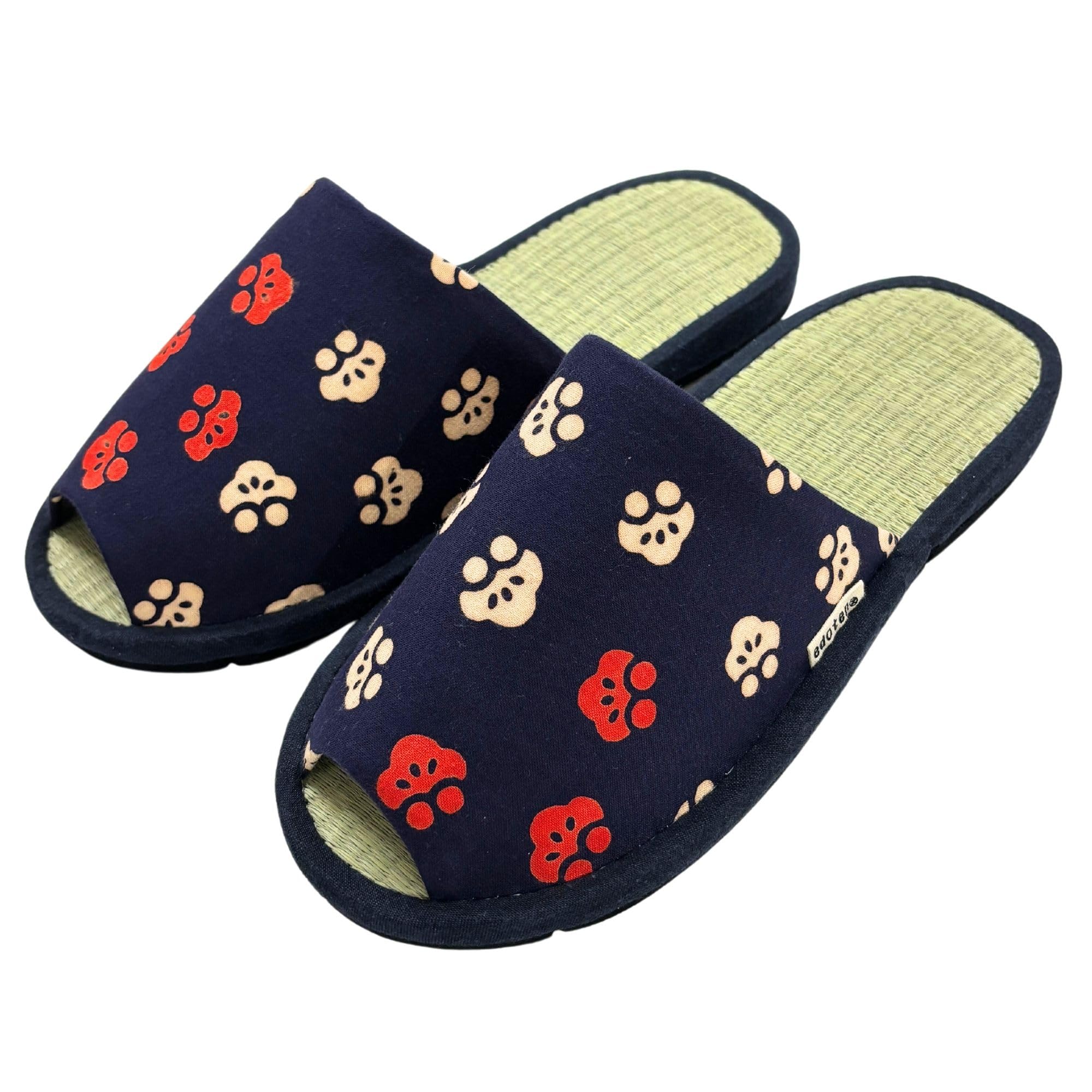 

Edoten Indoor Made in Made with Igusa Rush Fabric and Tenugui Dyed Front Outer Navy Blue and Plum Pattern EVA Size L Slippers, Japan, Fabric, Opening,