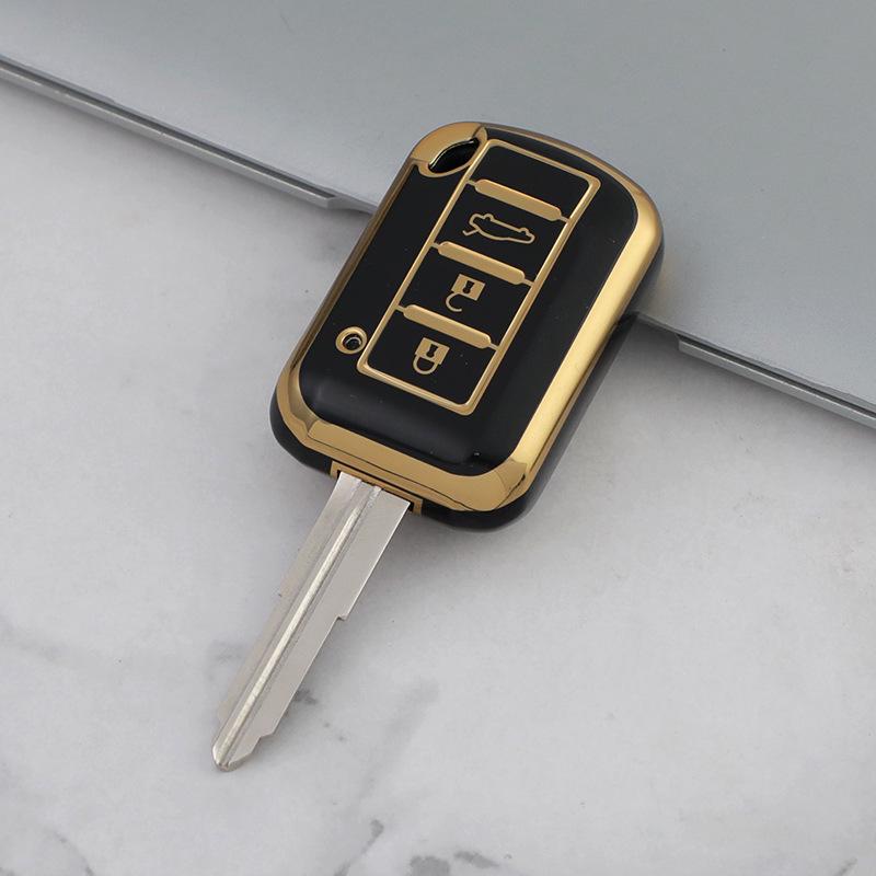 Gold-Edged Soft Rubber Key Cover for Mitsubishi Cars