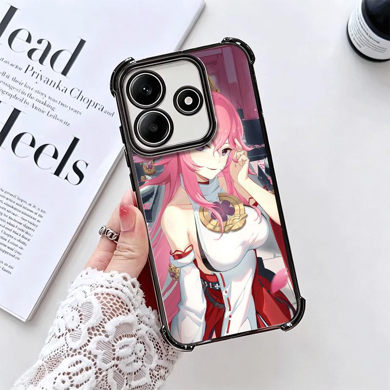 Genshin Impact Yae Miko Plating Phone Case For Xiaomi Redmi Note 14 15 Pro Plus 13 12 11 11S 11T 10 9S 9 5G Anti-Fall Airabag Co