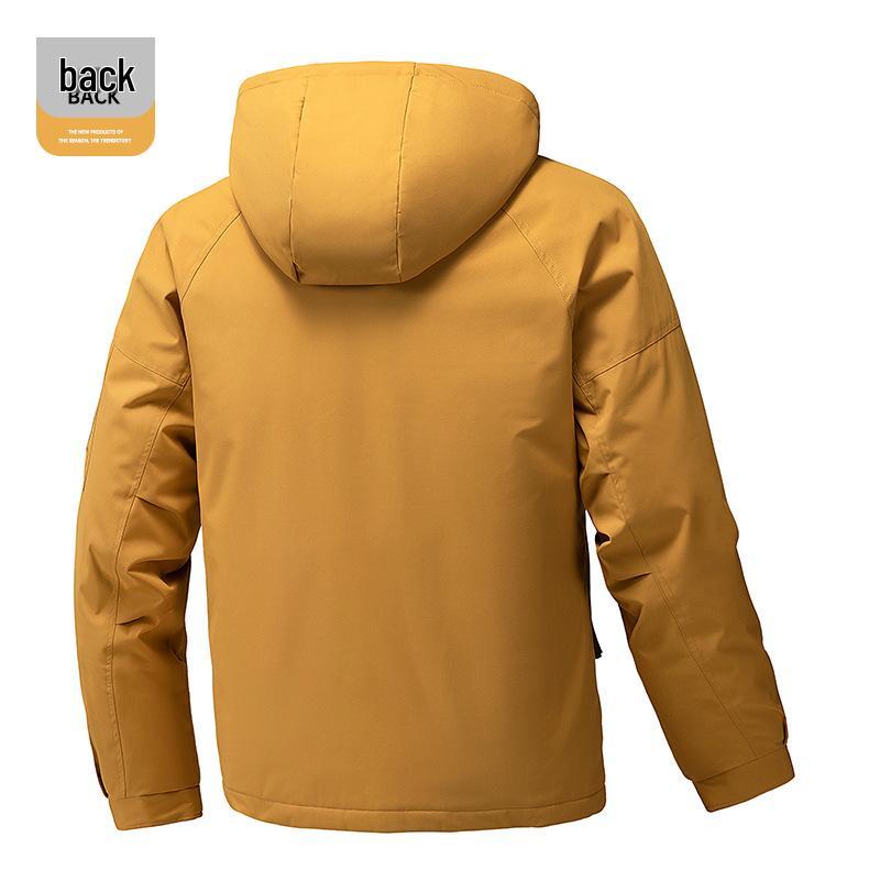 Men's 2025 Autumn/Winter Windproof Waterproof Warm Hooded Cotton Jacket