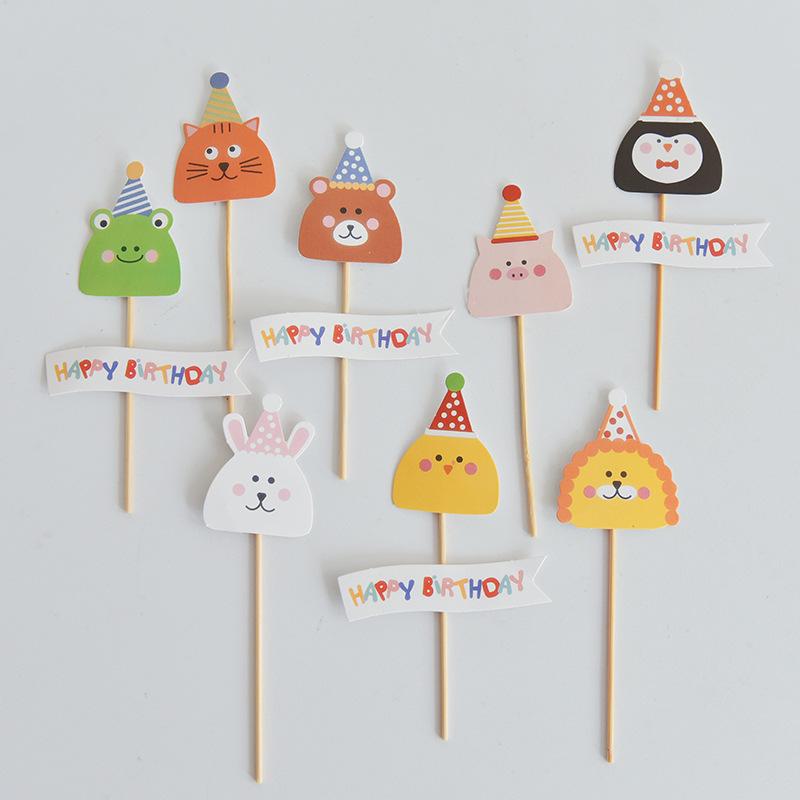 Cute Bear & Smiley Face Birthday Candle Inserts - Cartoon Cake Decorations for Kids