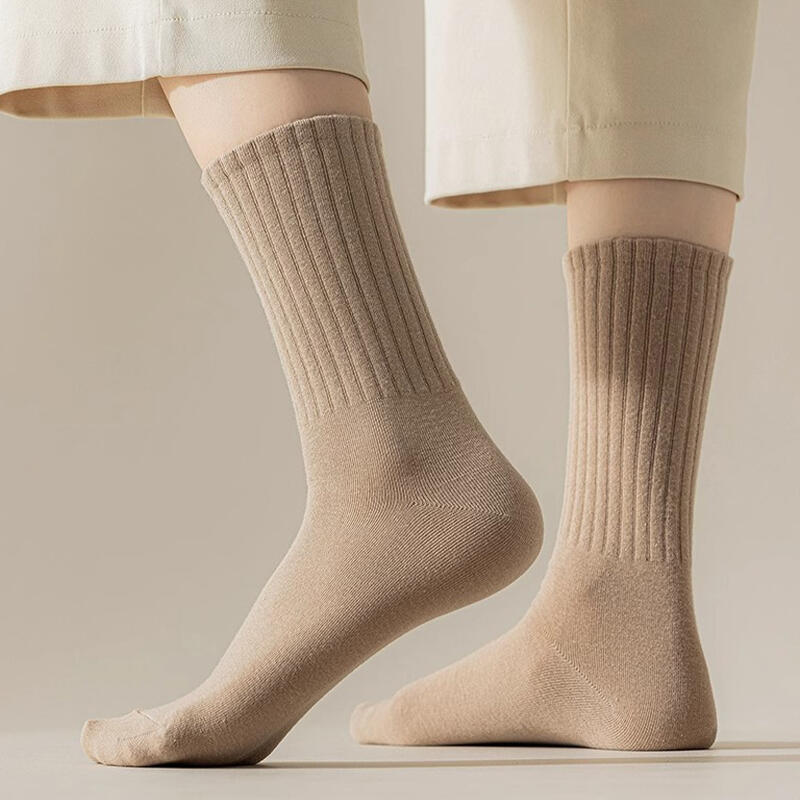 6 pares de meias femininas longas com faixas coloridas modernas