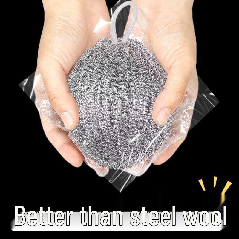 Large Encrypted Stainless Steel Wool Ball with Lanyard - Kitchen Pot Brush & Dishwashing Wire for Cleaning Oil Stains & Rust.