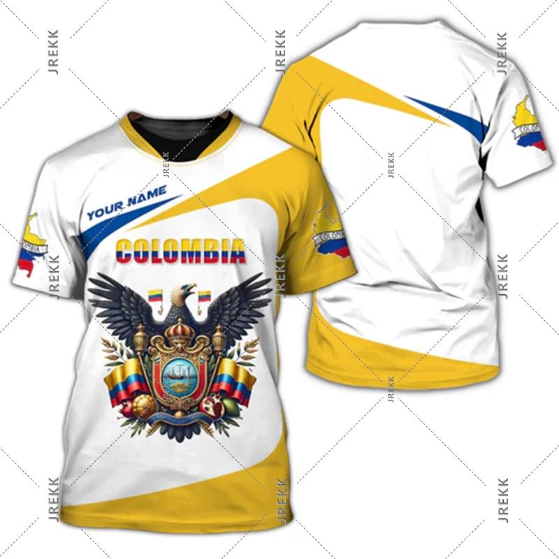 Columbia Custom Name 3D Print T-shirt For Men Colombia Flag Pattern Short Sleeve T Shirts Summer Personality Loose Customed Tee