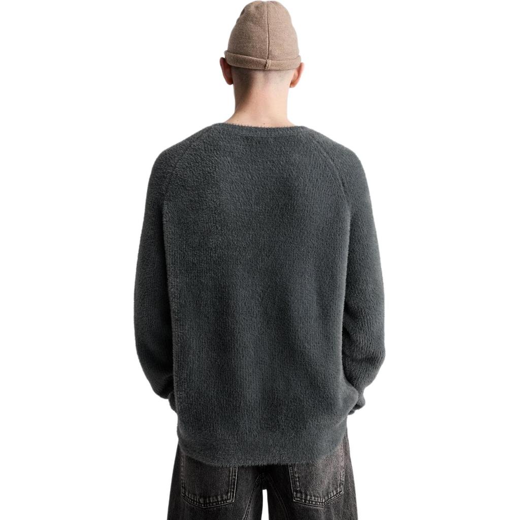 Zara Solid Color Round Neck Textured Knit Sweater Men Sweater 05536412801-36