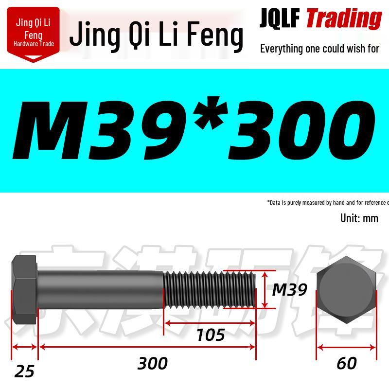M27-M39 Grade 12.9 Blackened Half-Thread Hexagon Bolt