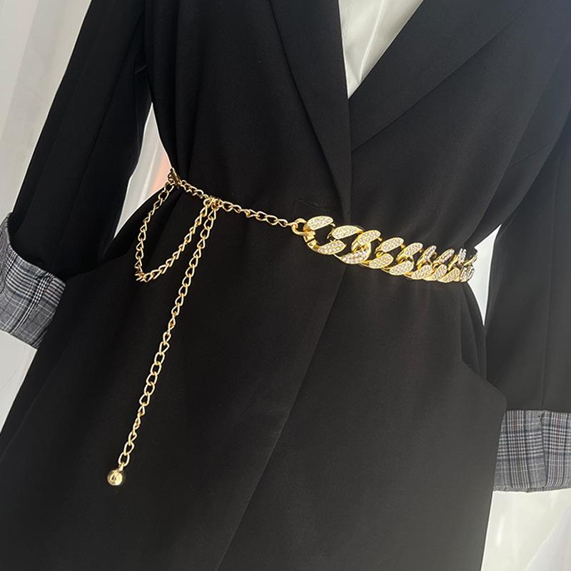 

Металлическая цепочка на талию Женская тонкая декоративная цепочка для джинсов в стиле сяосянфэн для юбочного костюма золотой