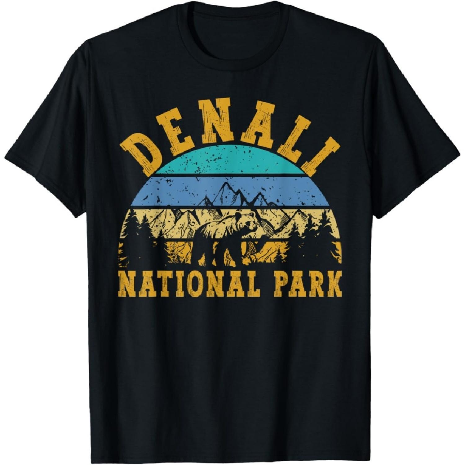 Denali National Park Alaska Mountain Nature Bear Hiking T-Shirt S