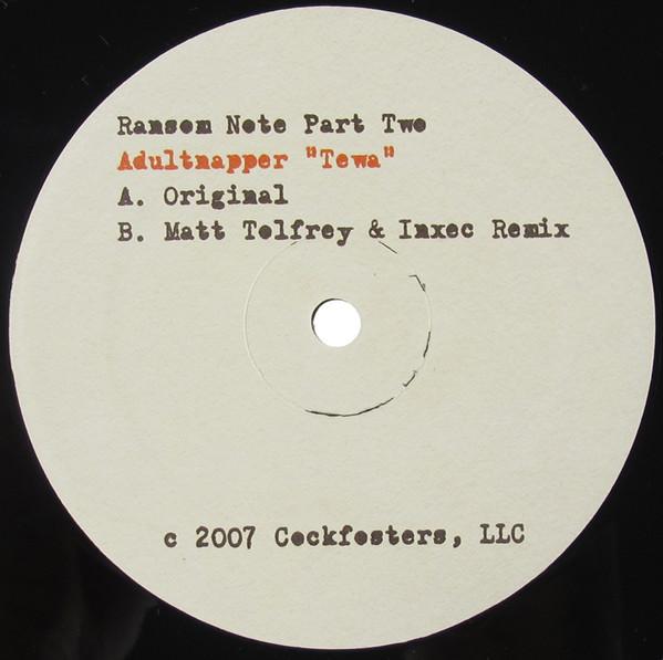

12inch Record ADULTNAPPER - Tewa RNPT02 Ransom Note 2007 US Dance & Electronica Used