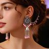 Bohemian Indian Carved Tassel Earrings - Elegant Ethnic Studs for Women