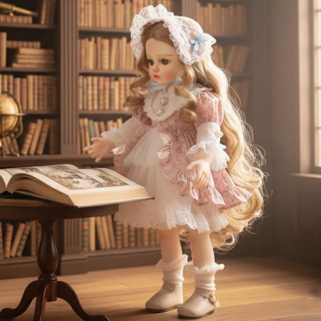 Cloveray Adorable Vinyl Doll with Beautiful Wig Display Collectible Gift for Girls and Doll Lovers 18-inch Hat/Hairband, Hand-Painted & Stand, (Name