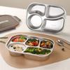 Leak-proof Portable Food Container 304 Stainless Steel Divided Lunch Plate  Students