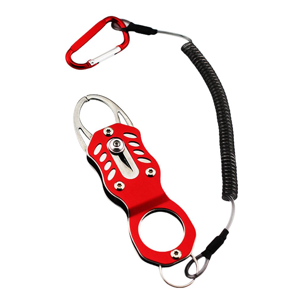 Fishing Pliers Fish Holder Gripper Tool with Coiled Lanyard Fish Lip Gripper Grabber Fishing Accessories for Saltwater
