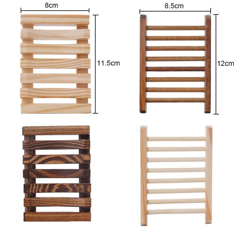 Wooden Natural Bamboo Soap Dishes Tray Holder Draining Box Storage Soap Rack Portable Shower Bathroom Soap Dish Storage Tray