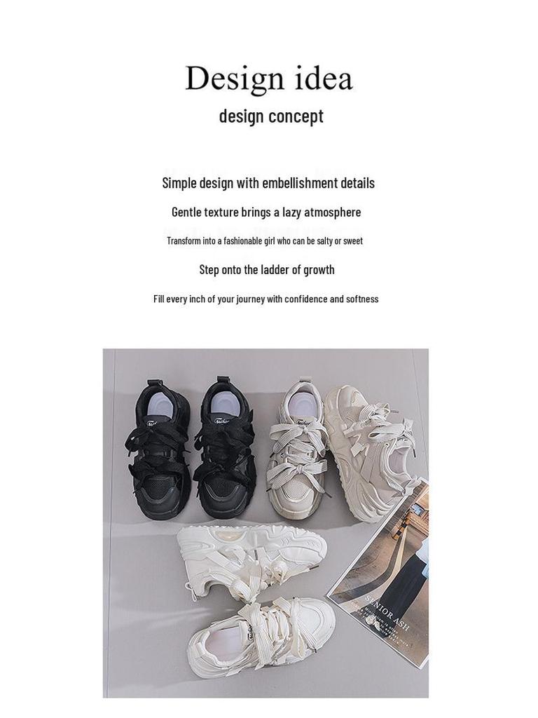 2024 Trendy Korean Style Women's Dad Shoes - Autumn Student Sports Casual Thick-Soled Running Sneakers FB6602