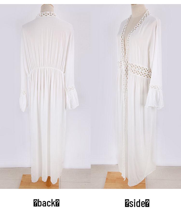 Seaside Cotton Beach Dress: Loose Bikini Cover-up, Sun Protection Shawl, Cardigan for Spring.