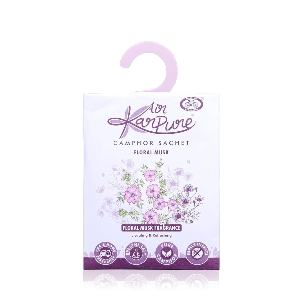 Cycle Pure Karpure Camphor Sachet Pack of 3 Air Freshener for Home Wardrobe Office Car 30 Days
