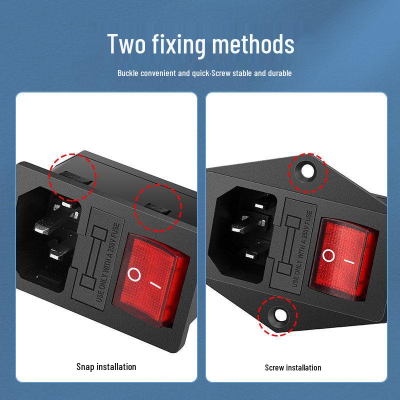 Integrated Power Socket with Male/Female Plugs, Switch, and Charging Port for Industrial Cabinet