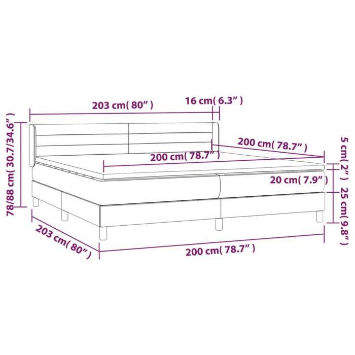 3129823 vidaXL Lit à sommier tapissier avec matelas Bleu 200x200 cm Tissu