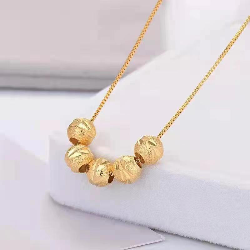 Five Blessings Love and Fortune Bead Necklace for Women Ins Niche Simple Light Luxury High-end Pendant