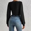 Autumn Spring Women Sexy Deep V-Neck Long Sleeve Solid Tops Blouses Women's Slim Elegant Streetwear Top Femme Blouse
