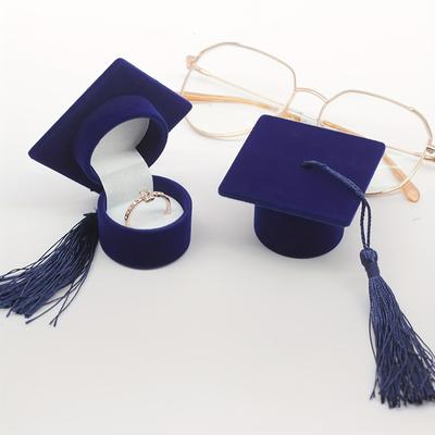 Plush Ring Box Creative Bachelor's Hat Jewelry Storage Box Graduation Badge Graduation Season Gift Campus Proposal Mini Ring Box