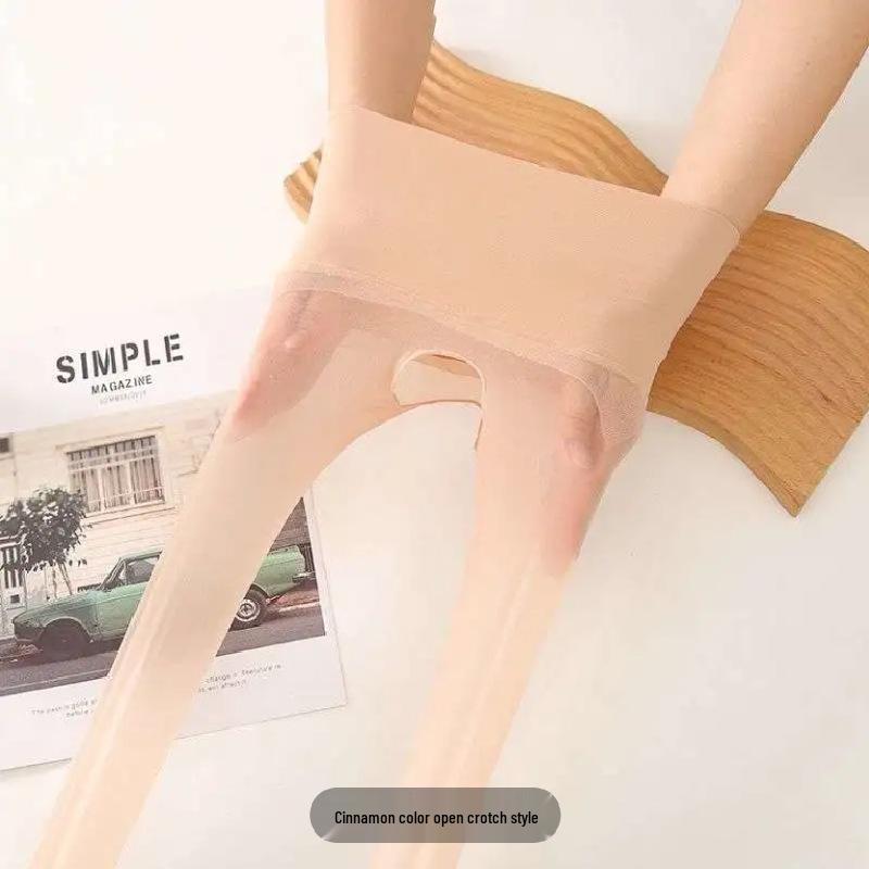 Aurora Seidig Glatte Ultra-Dünne High-Waist Schwarze Strumpfhose mit Glänzendem Öligem Schimmer