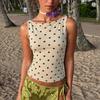 Ärmelloses, figurbetontes Top mit Polka-Dot-Muster für Damen – Sommermode 2026