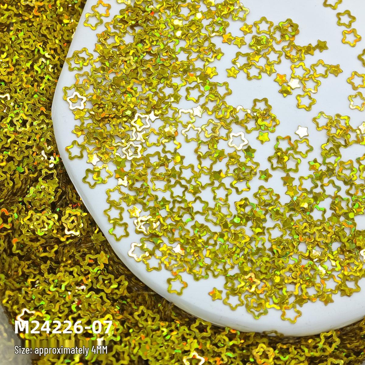 

Популярные золотые сердца и пентаграммы лазерные блестки для нейл-арта для DIY текучего песка сквоши наполнитель 10 grams per bag