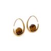 Autumn and winter Maillard wind tiger's eye stone water drop earrings French retro gold earrings niche atmosphere commuter earrings