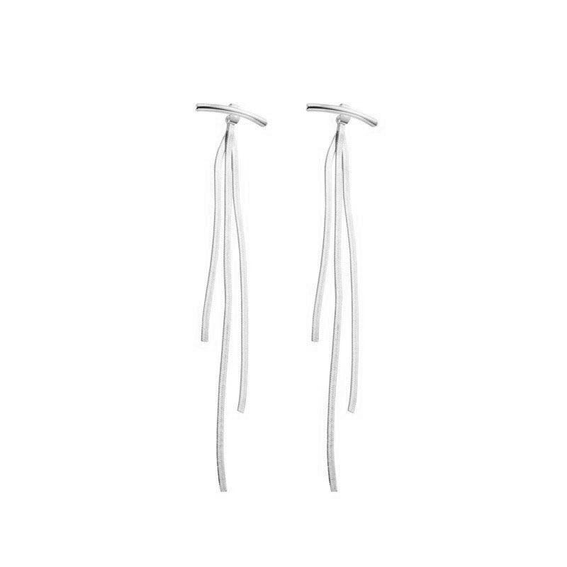 

Long Snake Chain Earrings For Women Gold Glossy Arc Geometric Statement Minimalist Jewelry Gift