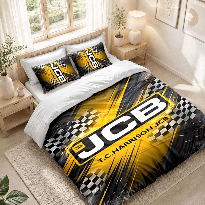 Bedding Set 1 Duvet Cover 2 Pillowcases JCB Print Bedroom Home Decoration