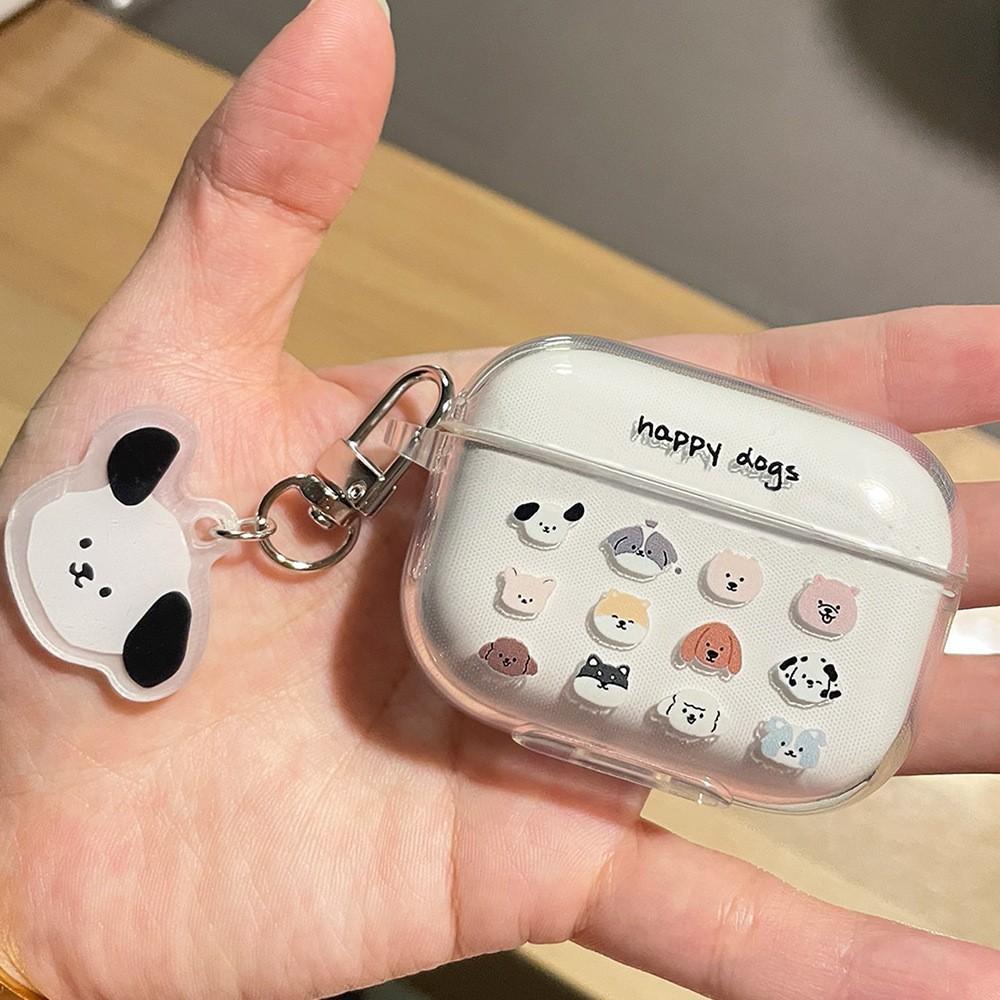 For Apple AirPods wireless bluetooth headset protective case case ins cute puppy creative transparent cartoon
